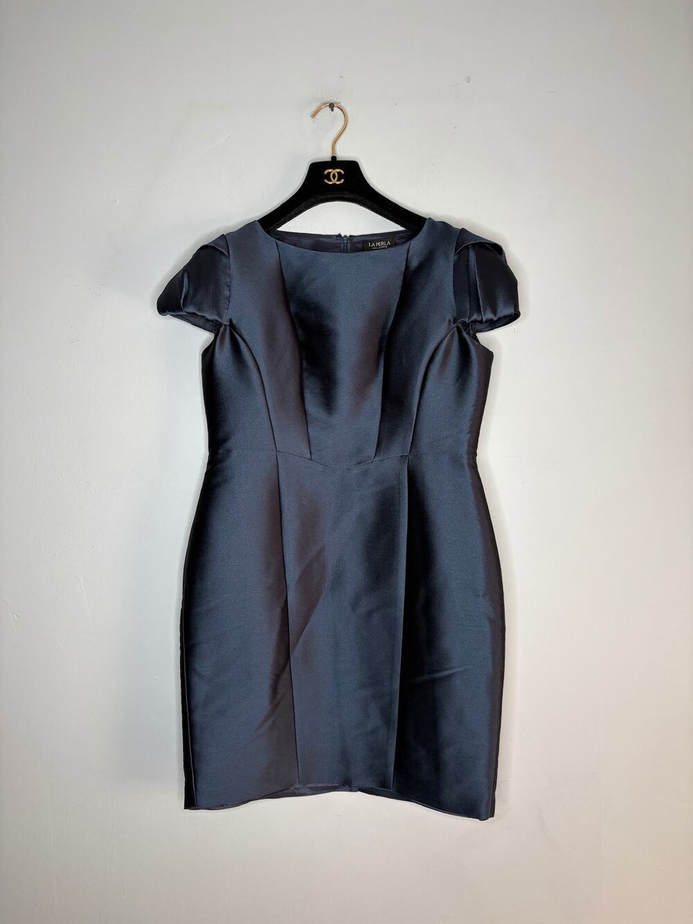 La Perla Collezione Sleeveless Mini Dress Size 44 8 Italian Designer Navy Blue